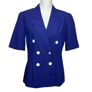 VTG Pendleton Classic Women's Blazer SZ 6 Blue Short Sleeve‎ Double Breasted USA
